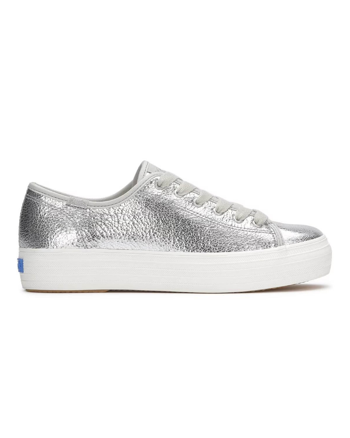 TRIPLE KICK METALLIC LEATHER SILVER