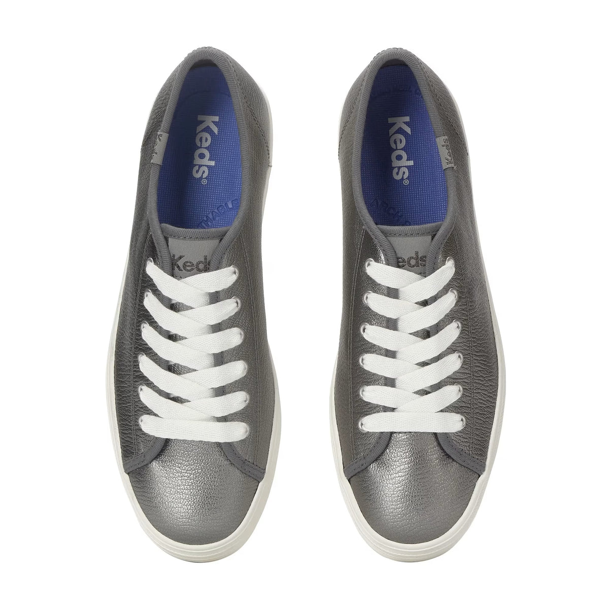 TRIPLE UP METALLIC LEATHER GUNMETAL